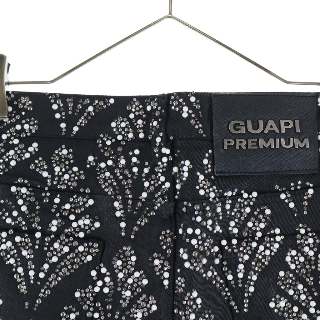 GUAPI(グアピ) Embellished Denim Pants ラインストーン フレアデニムパンツ ブラック
