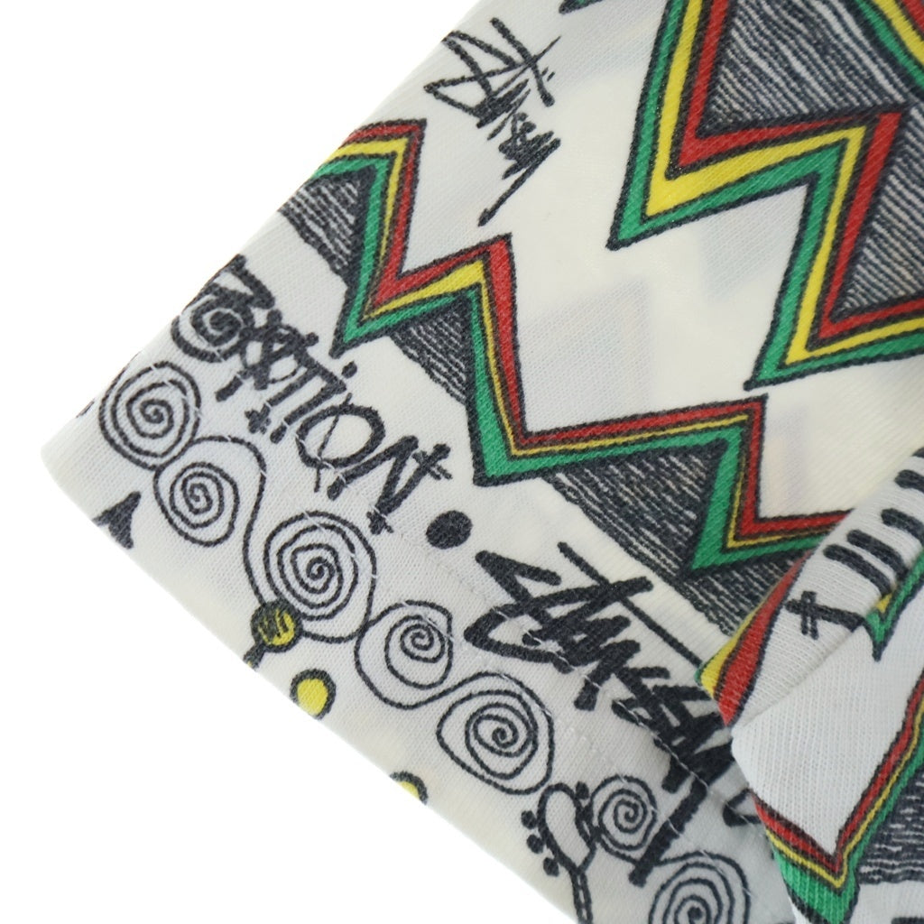 STUSSY(ステューシー) 80S OLD REGGAE TOMTOM オールド レゲエ トムトム 総柄半袖Tシャツ カットソー ホワイト
