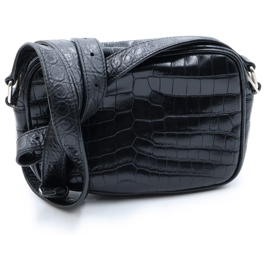 SAINT LAURENT PARIS(サンローランパリ) キャンプスモールカメラ ショルダーバッグ レザー クロコ型押し ARS 647179 0421 ブラック