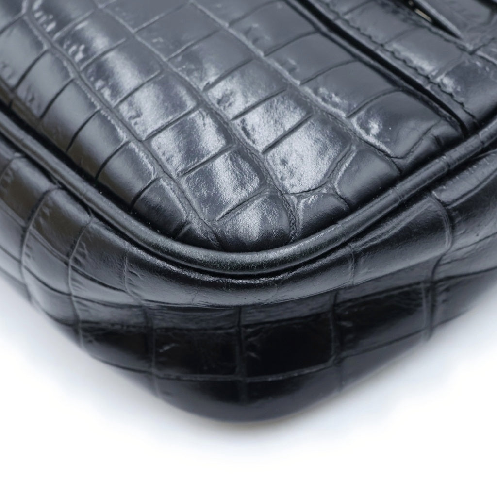 SAINT LAURENT PARIS(サンローランパリ) キャンプスモールカメラ ショルダーバッグ レザー クロコ型押し ARS 647179 0421 ブラック