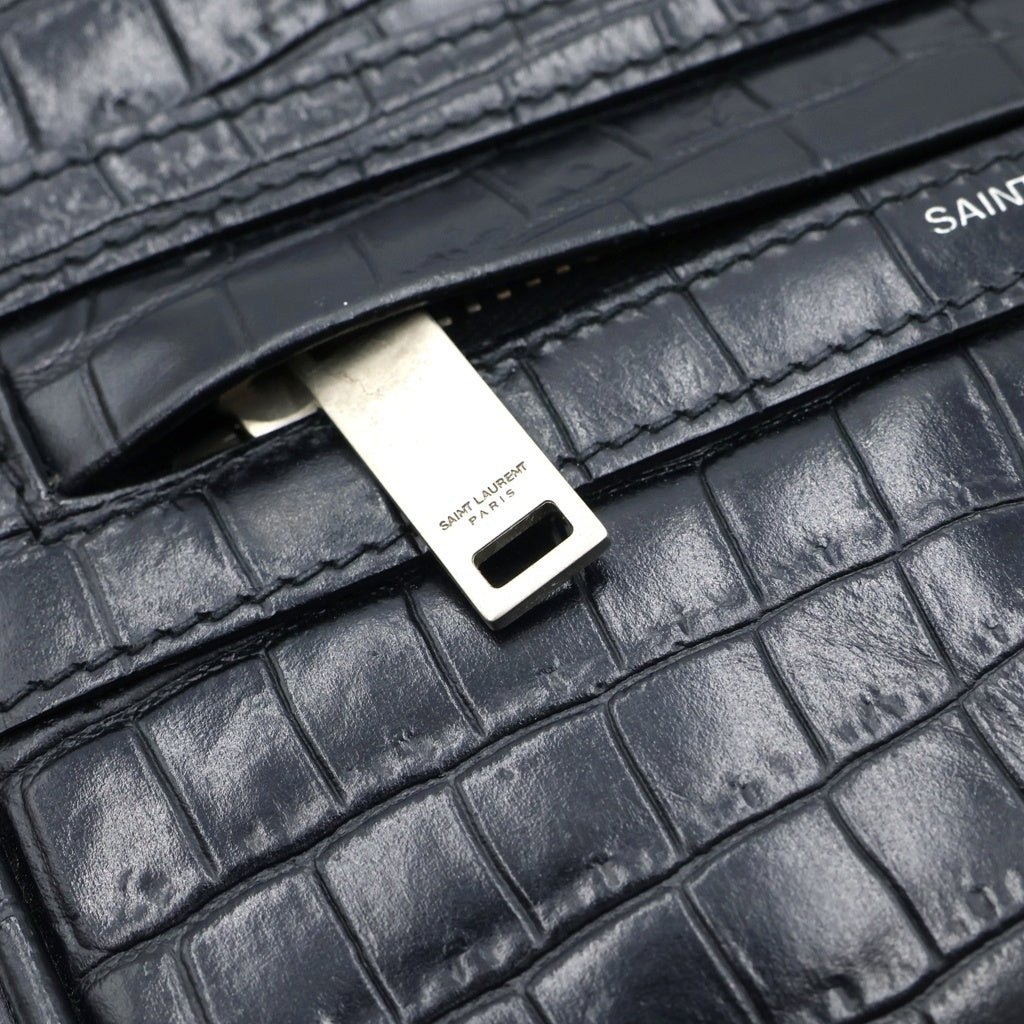 SAINT LAURENT PARIS(サンローランパリ) キャンプスモールカメラ ショルダーバッグ レザー クロコ型押し ARS 647179 0421 ブラック