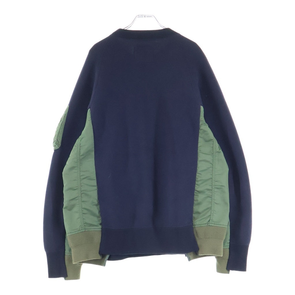Sacai(サカイ) 24SS Sweat Nylon Twill Pullover ナイロン切替 ツイル プルオーバー スウェット ネイビー/カーキ SCM-058