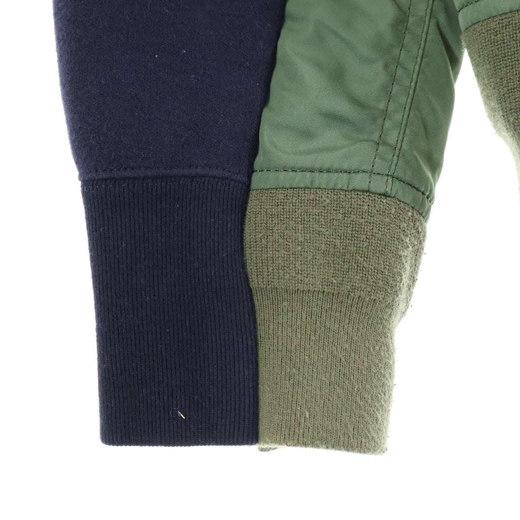 Sacai(サカイ) 24SS Sweat Nylon Twill Pullover ナイロン切替 ツイル プルオーバー スウェット ネイビー/カーキ SCM-058