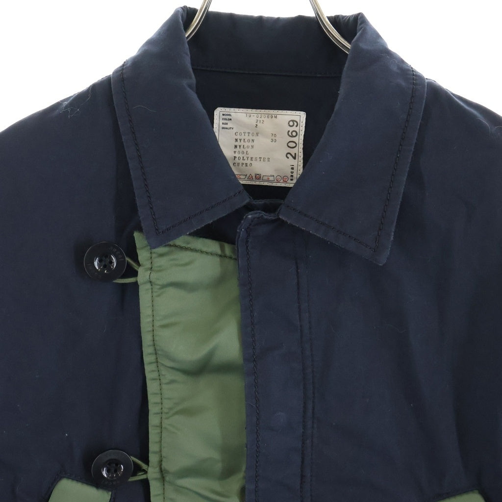 Sacai(サカイ) 19AW Nylon Oxford Docking Coat ナイロン オックスフォード ドッキング ミリタリー モッズコート ネイビー/カーキ 19-02069M
