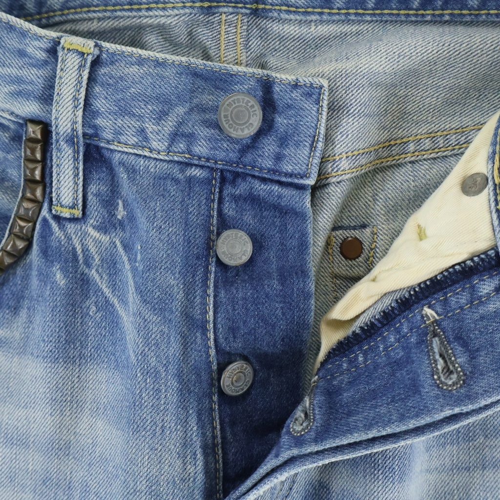 HYSTERIC GLAMOUR(ヒステリックグラマー) WPR加工 スタッズセルビッチ ストレート デニムパンツ インディゴブルーブルー 0252AP07