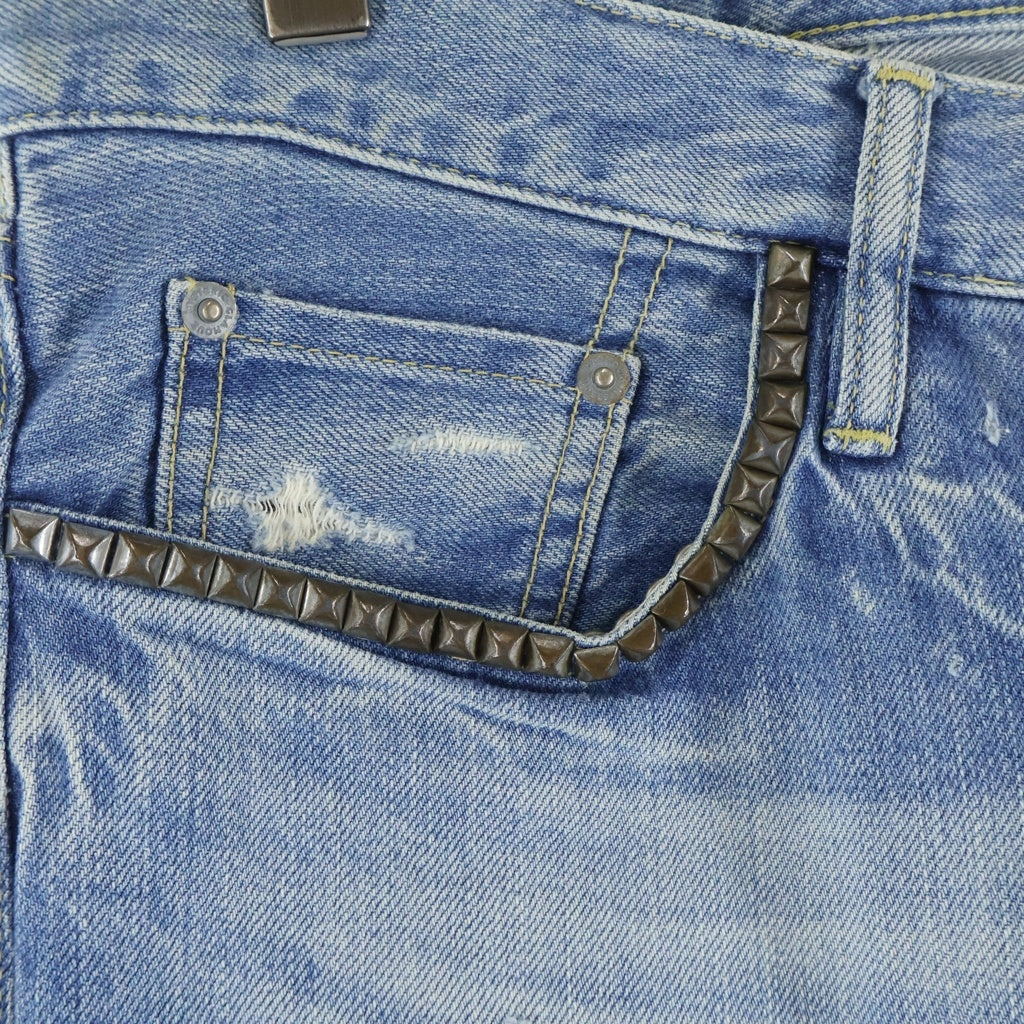 HYSTERIC GLAMOUR(ヒステリックグラマー) WPR加工 スタッズセルビッチ ストレート デニムパンツ インディゴブルーブルー 0252AP07