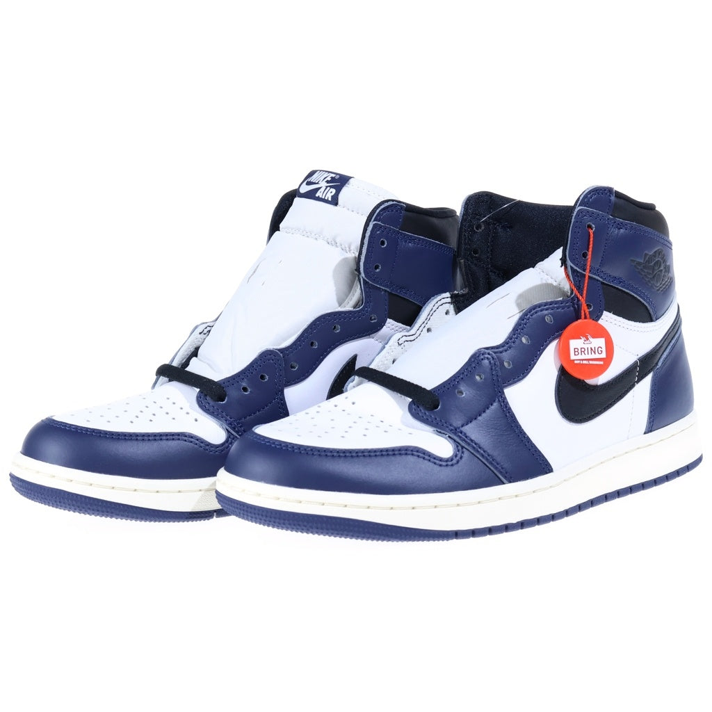 NIKE(ナイキ) AIR JORDAN 1 RETRO HIGH OG MIDNIGHT NAVY エアジョーダン1 レザーハイカットスニーカー ホワイト/ネイビー US9.5/27.5cm DZ5485-401