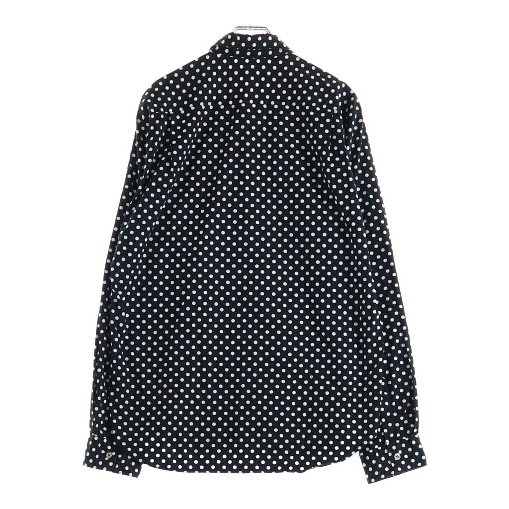 COMME des GARCONS HOMME(コムデギャルソンオム) 07SS 異素材切替 プリーツデザイン ドット総柄 長袖シャツ ロングスリーブ ブラック/ホワイト HS-B010