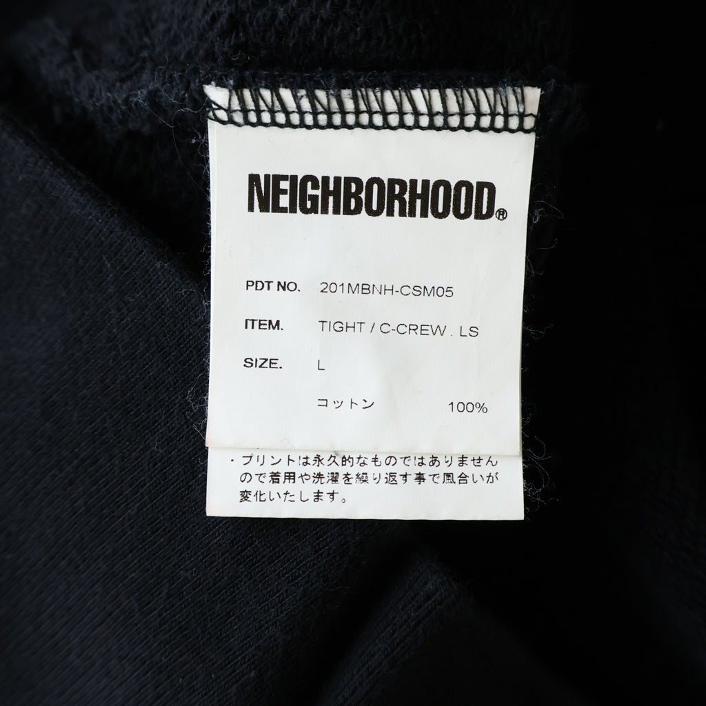 NEIGHBORHOOD(ネイバーフッド) 20SS TIGHT/C-CREW.LS アラビックロゴ クルーネック 長袖スウェット トレーナー ブラック 201MBNH-CSM05