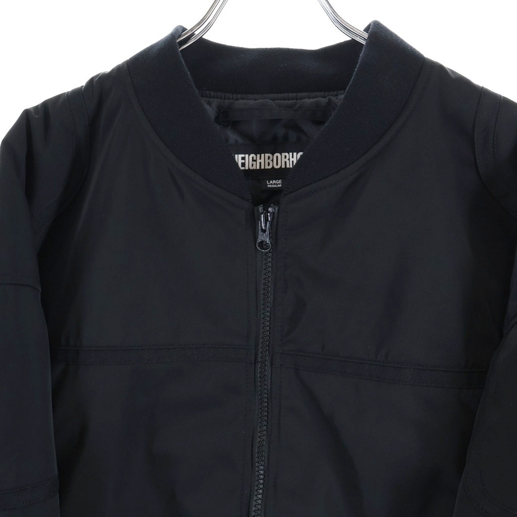 NEIGHBORHOOD(ネイバーフッド) 24SS SOLID RACING JACKET ソリッド 裏地キルティング ジップアップ レーシングジャケット ブルゾン ブラック 241SNH-JKM01S