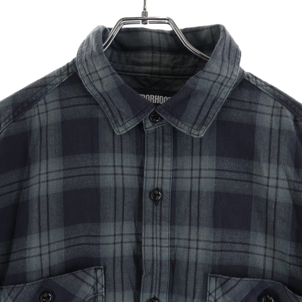 NEIGHBORHOOD(ネイバーフッド) 22AW NEL CHECK SH LS . CO 2ポケット チェック柄 フランネル 長袖シャツ ロングスリーブ カーキ/ネイビー 222ARNH-SHM01