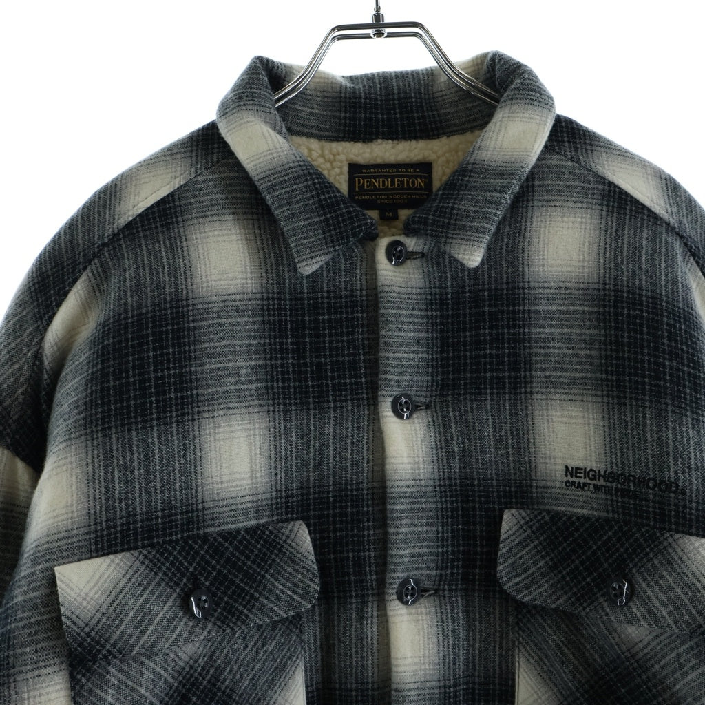 NEIGHBORHOOD(ネイバーフッド) 22AW ×PENDLETON CHECK BOA SH LS . WO ペンドルトン オンブレチェック柄 ウール ボアジャケット グレー 2221508N-SHM01