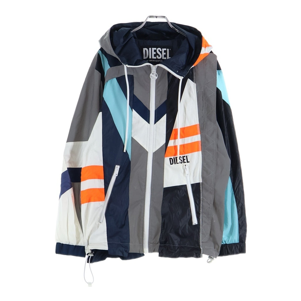 DIESEL(ディーゼル) J-EDWARD カラー切替 ジップアップ フーディー ナイロンジャケット グレー A02203