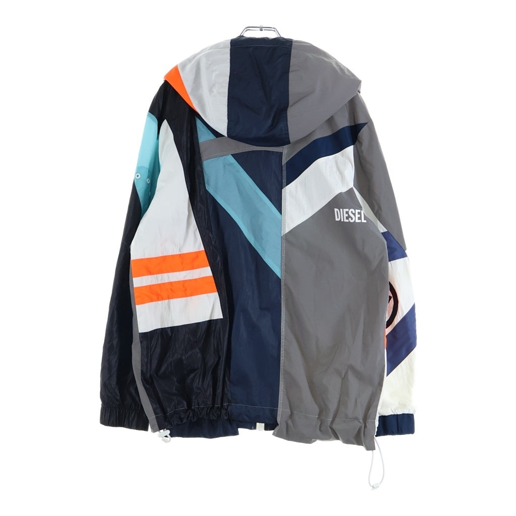 DIESEL(ディーゼル) J-EDWARD カラー切替 ジップアップ フーディー ナイロンジャケット グレー A02203