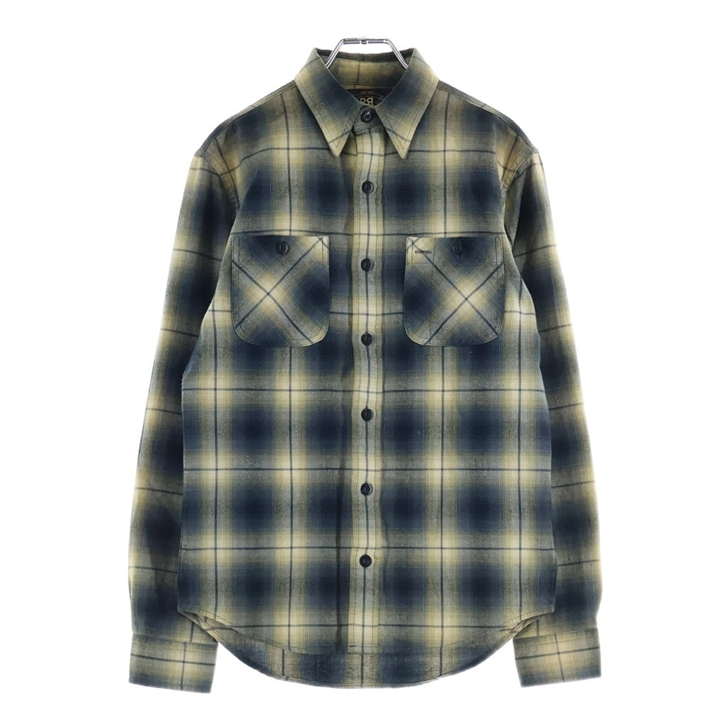 RRL(ダブルアールエル) フロントポケット オンブレチェック 長袖シャツ ブルー/イエロー 782678970001