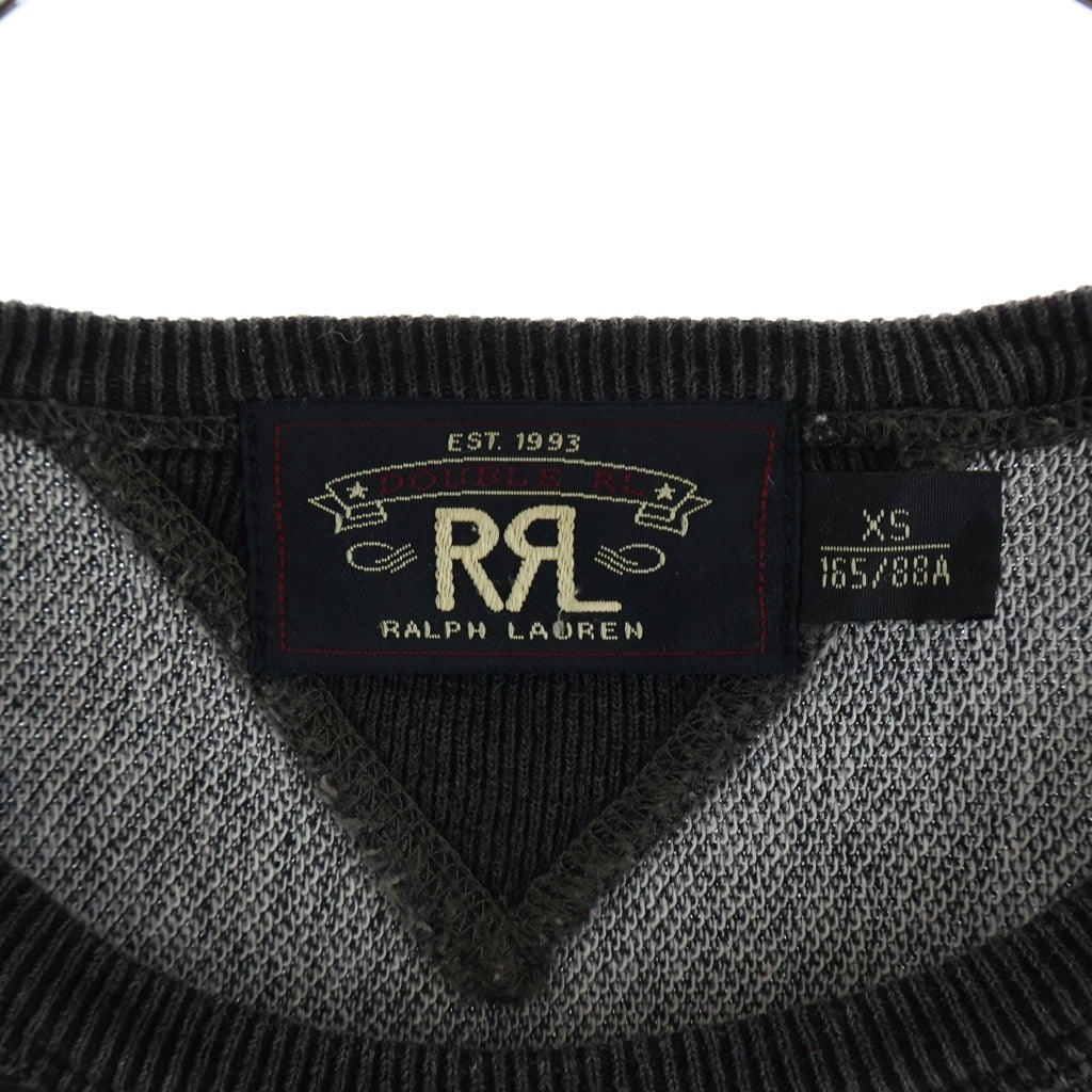RRL(ダブルアールエル) ヴィンテージ加工 両面V フロントロゴプリント クルーネック スウェットトレーナー チャコールグレー 782505323001