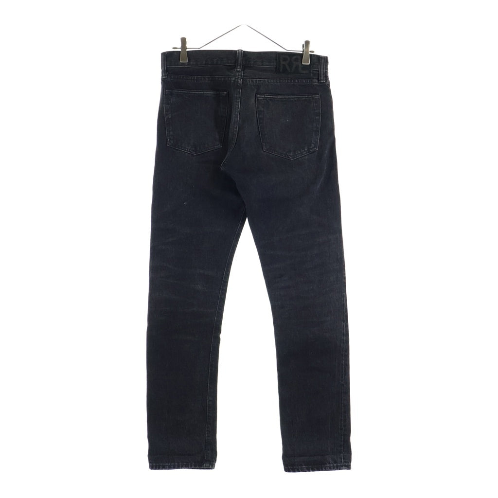 RRL(ダブルアールエル) ヴィンテージ加工 ロゴパッチ ボタンフライ デニムパンツ ブラック 782611681001