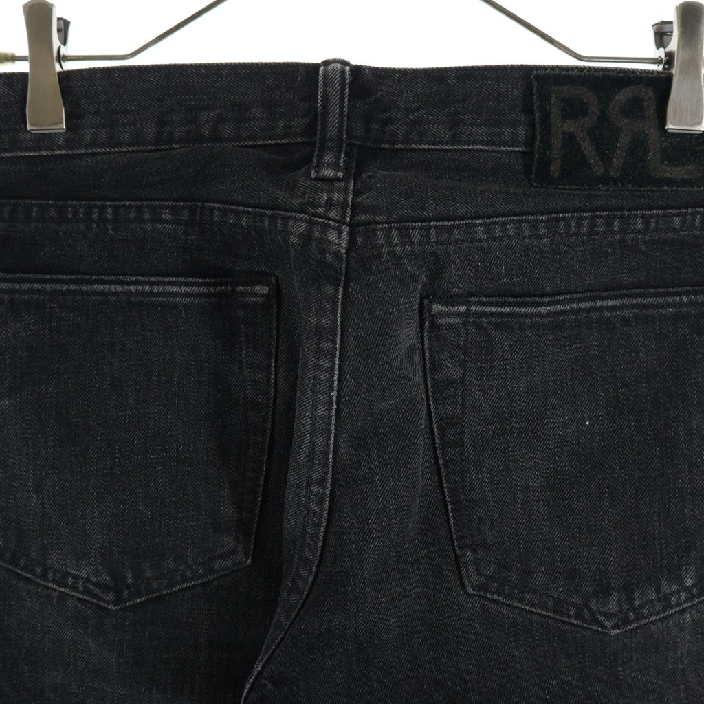 RRL(ダブルアールエル) ヴィンテージ加工 ロゴパッチ ボタンフライ デニムパンツ ブラック 782611681001