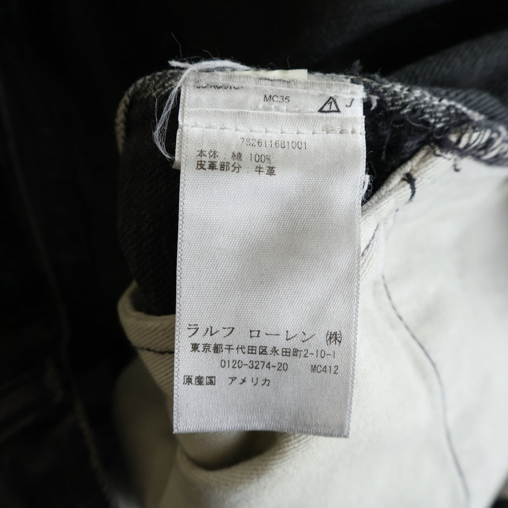 RRL(ダブルアールエル) ヴィンテージ加工 ロゴパッチ ボタンフライ デニムパンツ ブラック 782611681001