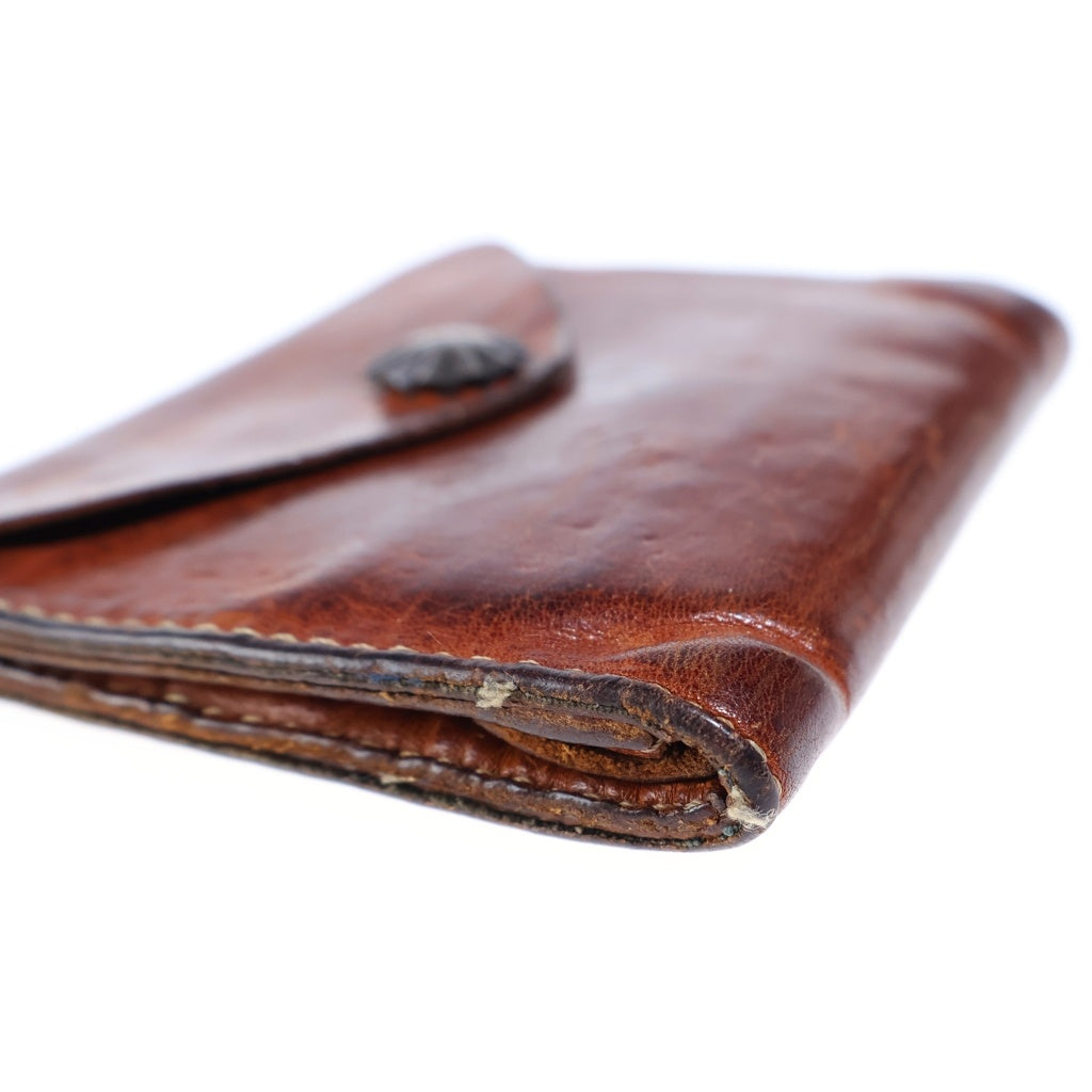 RRL(ダブルアールエル) コンチョ付き コンパクト レザーウォレット 三つ折り財布 ブラウン
