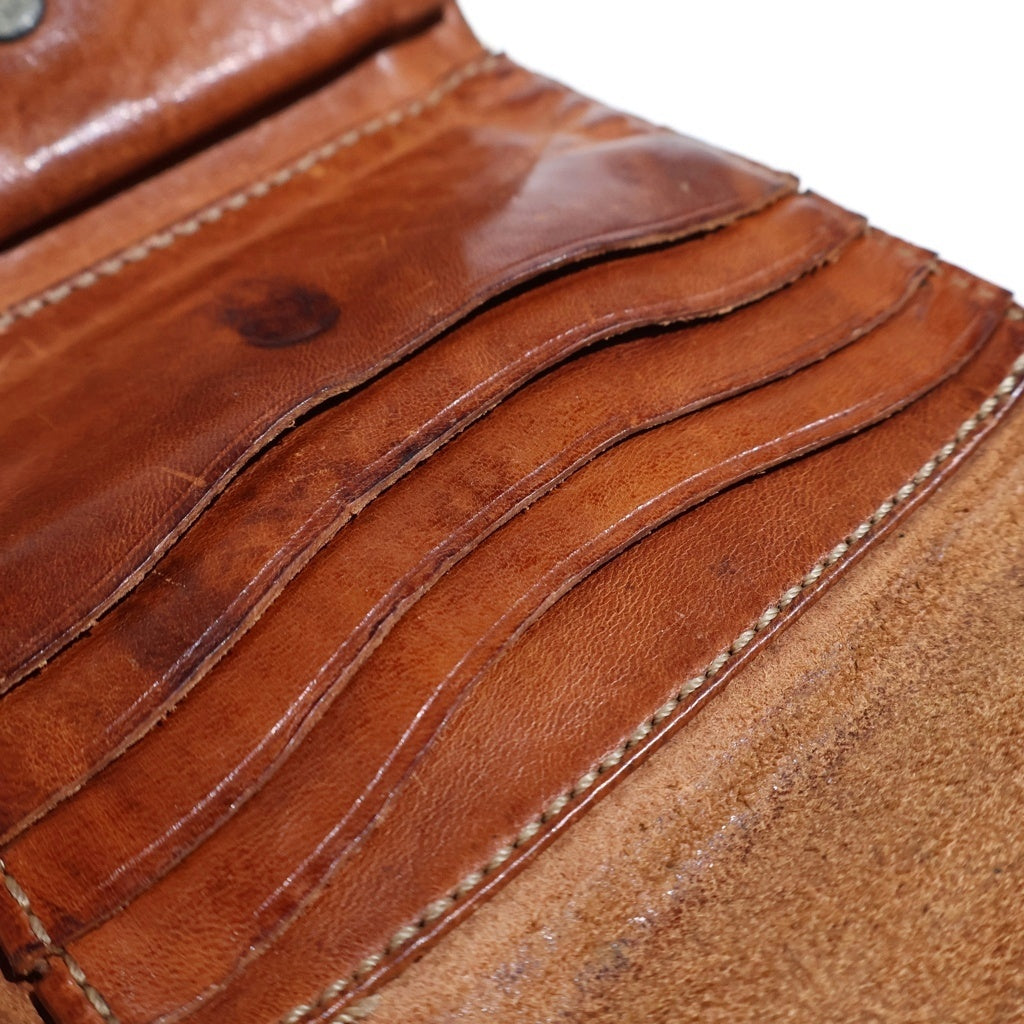 RRL(ダブルアールエル) コンチョ付き コンパクト レザーウォレット 三つ折り財布 ブラウン