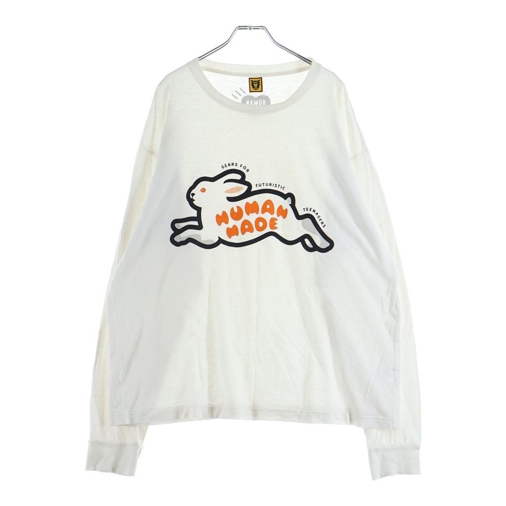 HUMAN MADE(ヒューマンメイド) 22AW RABBIT L/S T-SHIRT ラビットロゴプリント ロングスリーブ 長袖Tシャツ カットソー ホワイト