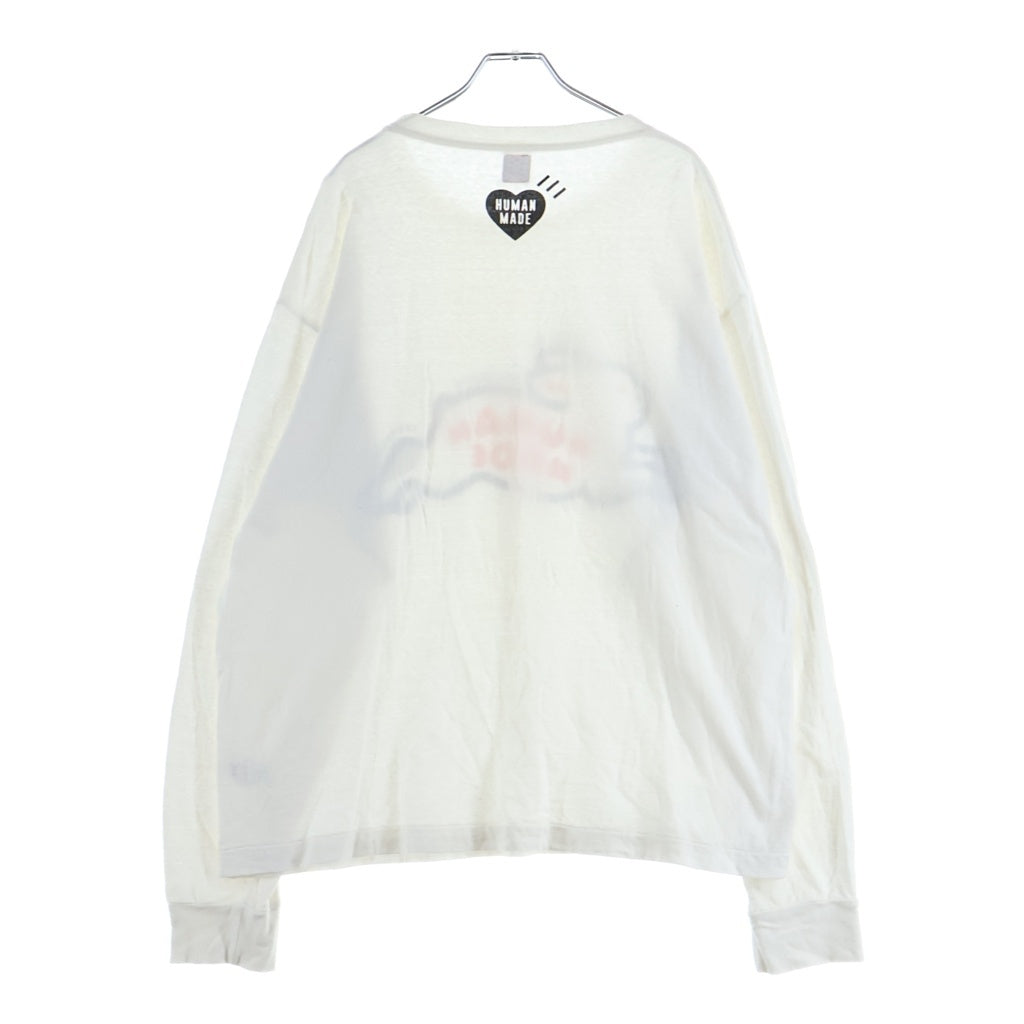 HUMAN MADE(ヒューマンメイド) 22AW RABBIT L/S T-SHIRT ラビットロゴプリント ロングスリーブ 長袖Tシャツ カットソー ホワイト