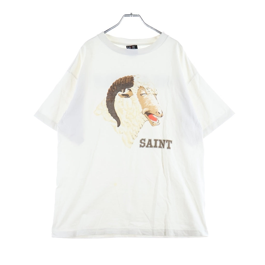 SAINT MICHAEL(セントマイケル) 21AW SHEEP HEAVEN Tee シープヘブン フロントプリント半袖Tシャツ カットソー ホワイト SM-A21-0000-008