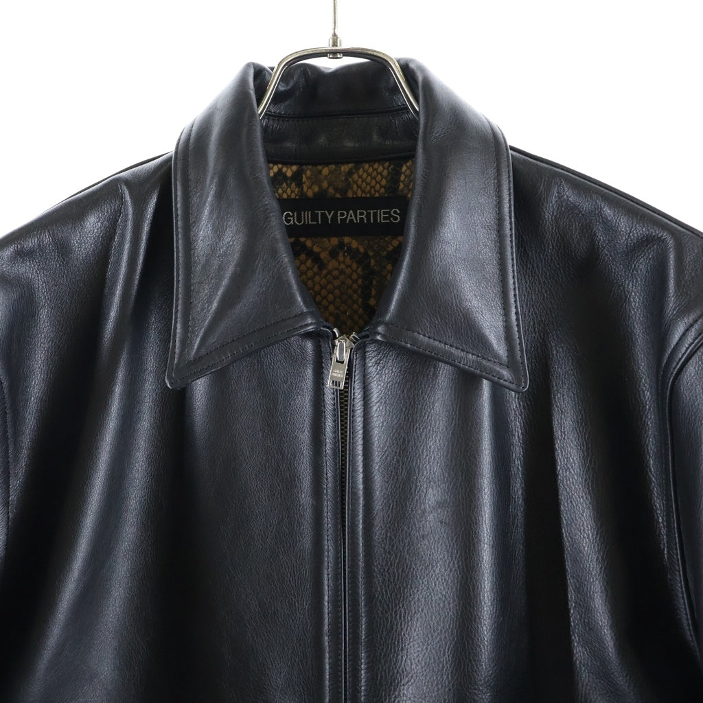 WACKO MARIA(ワコマリア) SINGLE RIDERS LEATHER JACKET 裏地 パイソン柄 シングルライダース カウレザージャケット ブラック