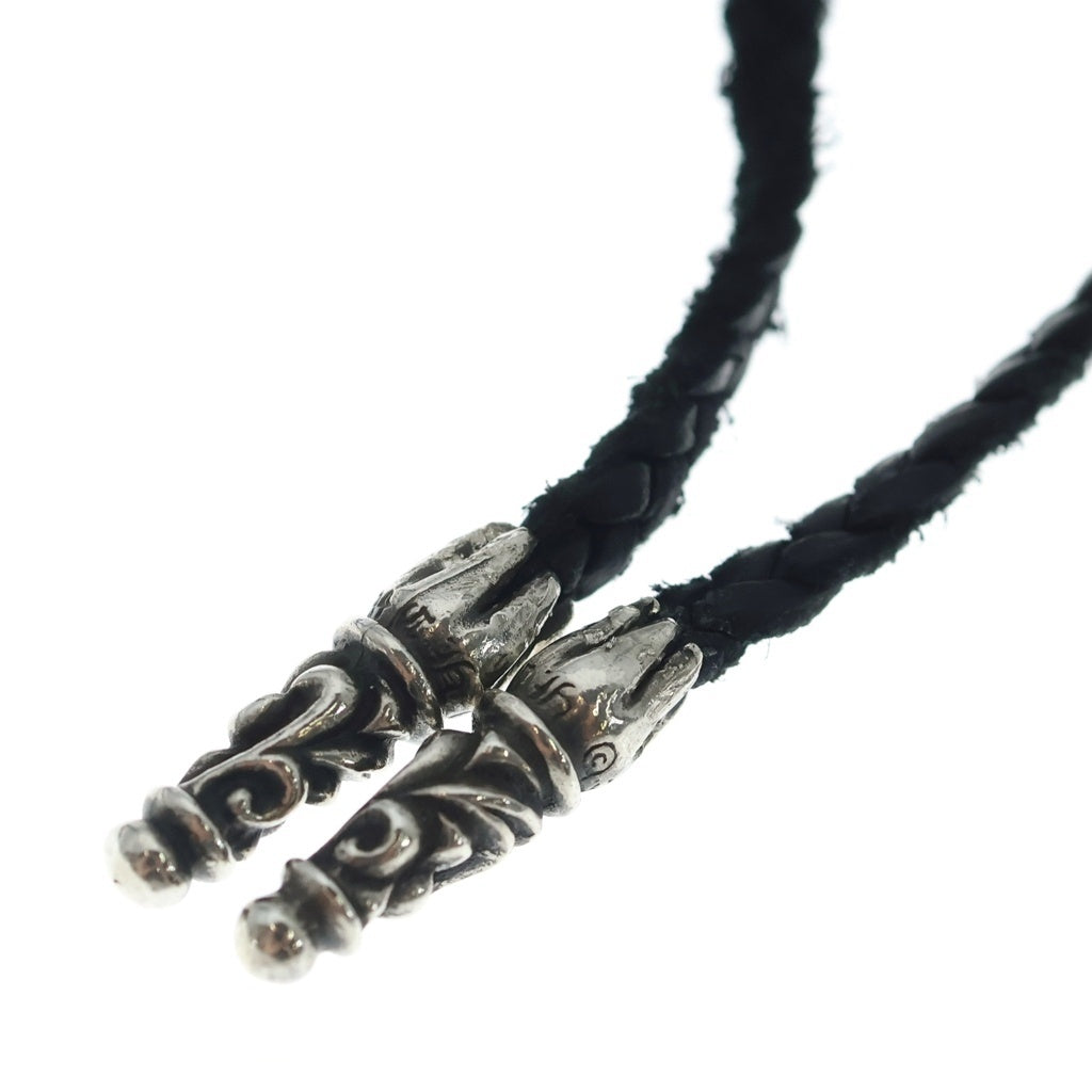 CHROME HEARTS(クロムハーツ) EWLP SBTBAND モチーフアイウェアループ Wレザーブレイド SBTバンドリング ペンダント ネックレス シルバー