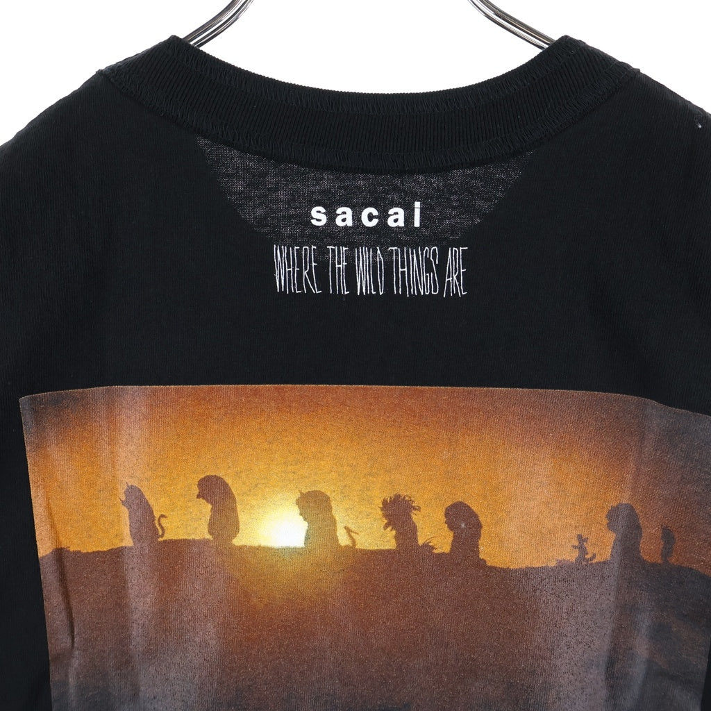 Sacai(サカイ) 25AW WHERE THE WILD THINGS ARE T-Shirt 25-01007S ザ ワイルド シングス フロントプリント半袖Tシャツ カットソー ブラック