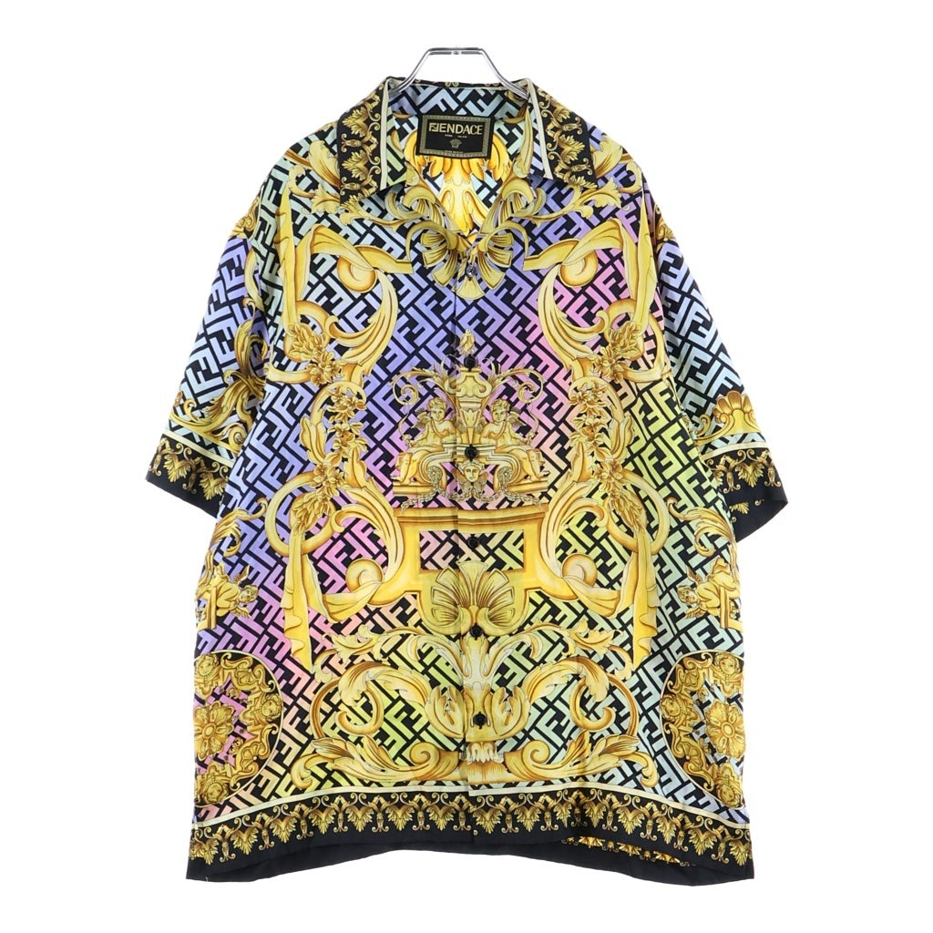 VERSACE(ヴェルサーチ) ×FENDI SILK S/S SHIRTS フェンディ ズッカ柄 シルク 半袖シャツ ショートスリーブ マルチカラー 1006412 1A04381