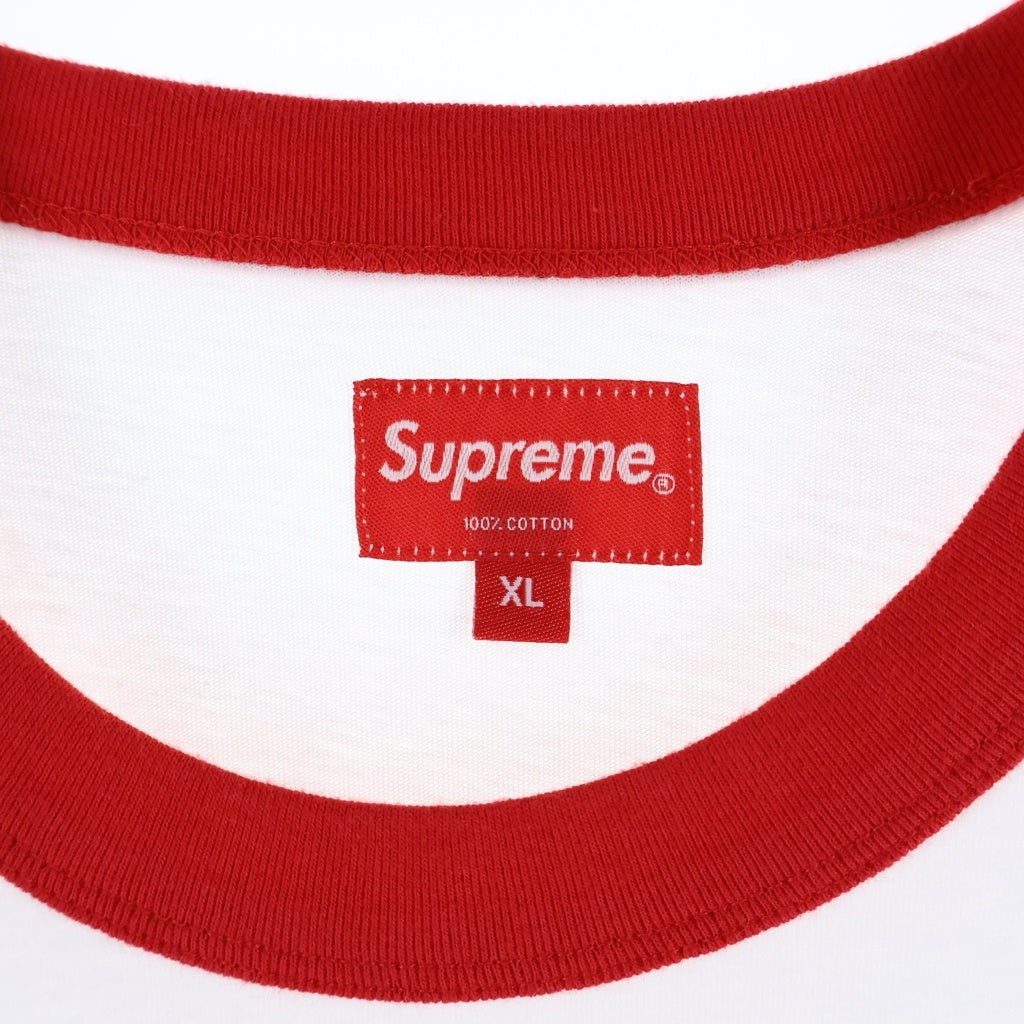 SUPREME(シュプリーム) 21AW Dragon Ringer Tee ドラゴン フロント刺繍 リンガー半袖Tシャツ カットソー ホワイト/レッド