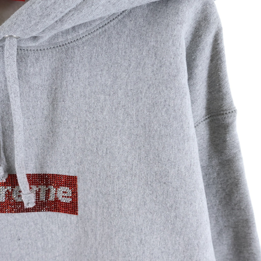 SUPREME(シュプリーム) 19SS Swarovski Box Logo Hooded Sweatshirt × スワロフスキー ボックスロゴ プルオーバーパーカー グレー