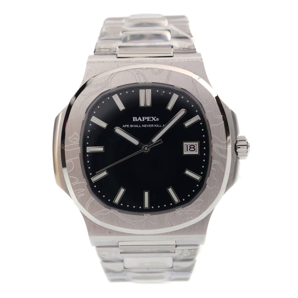 A BATHING APE(アベイシングエイプ) TYPE 10 BAPEX ♯1 黒文字盤 ウォッチ 腕時計 シルバー/ブラック 00WHK701302M