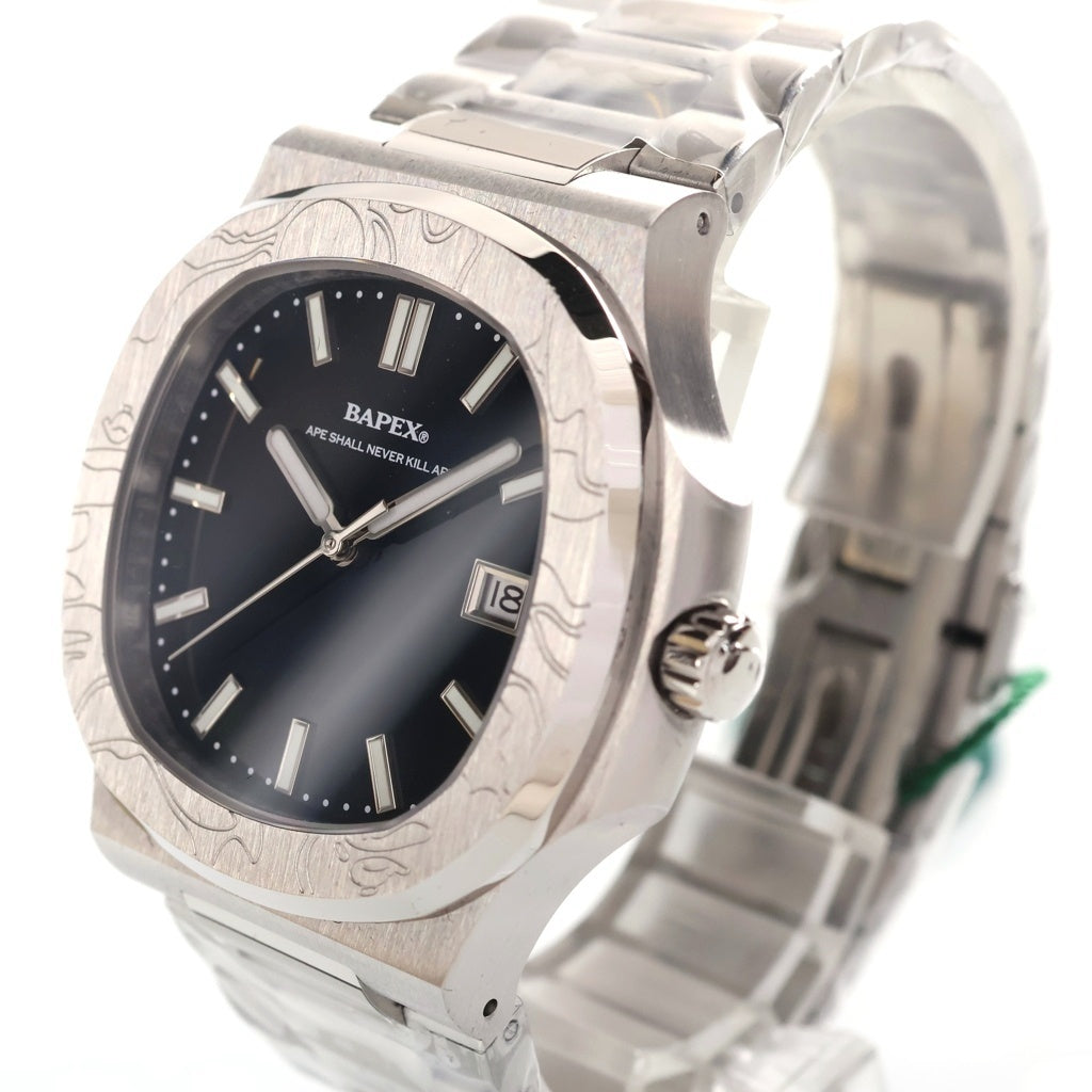 A BATHING APE(アベイシングエイプ) TYPE 10 BAPEX ♯1 黒文字盤 ウォッチ 腕時計 シルバー/ブラック 00WHK701302M