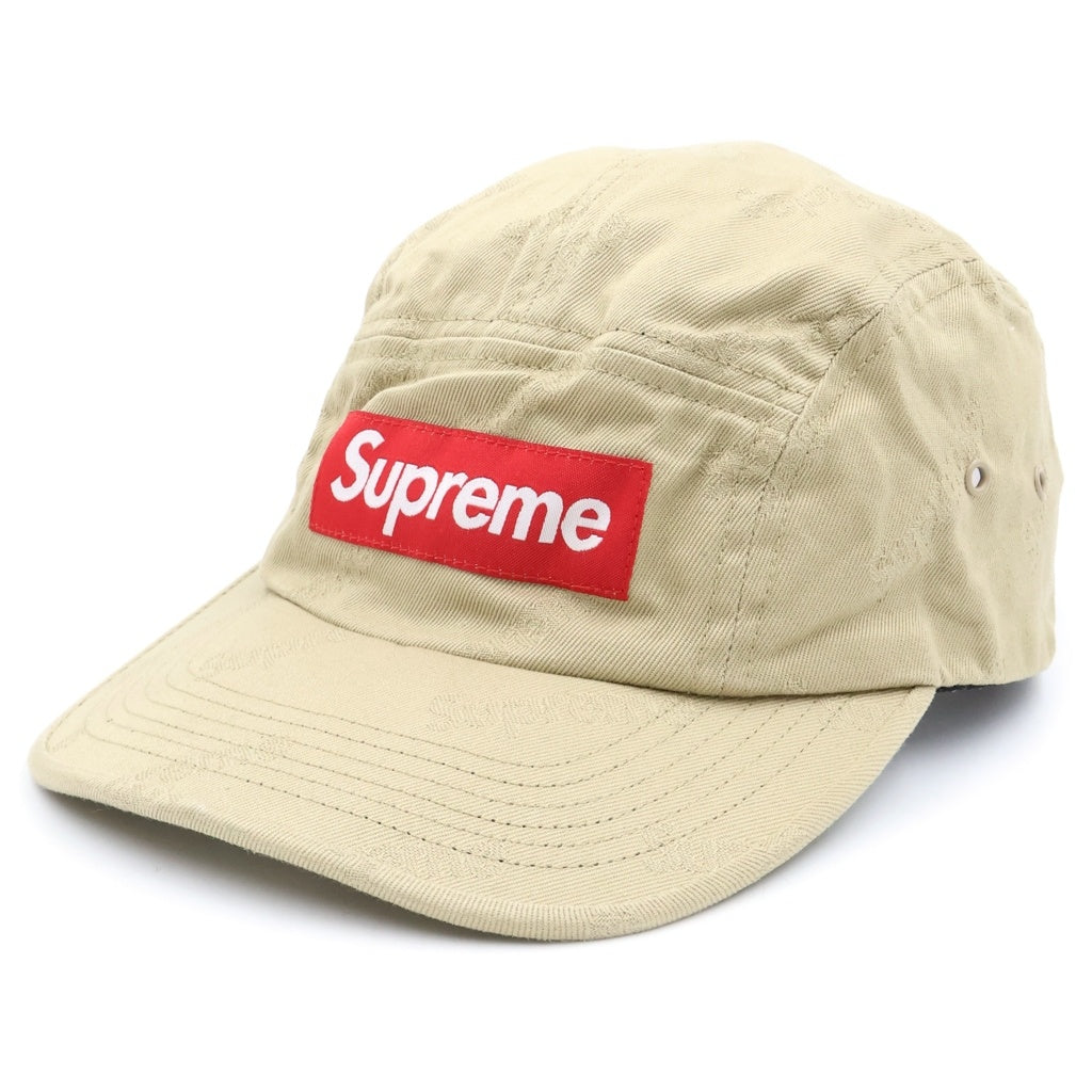 SUPREME(シュプリーム) 19AW Jacquard Logos Twill Camp Cap ジャガード ロゴ総柄 ツイルキャンプキャップ ブラック