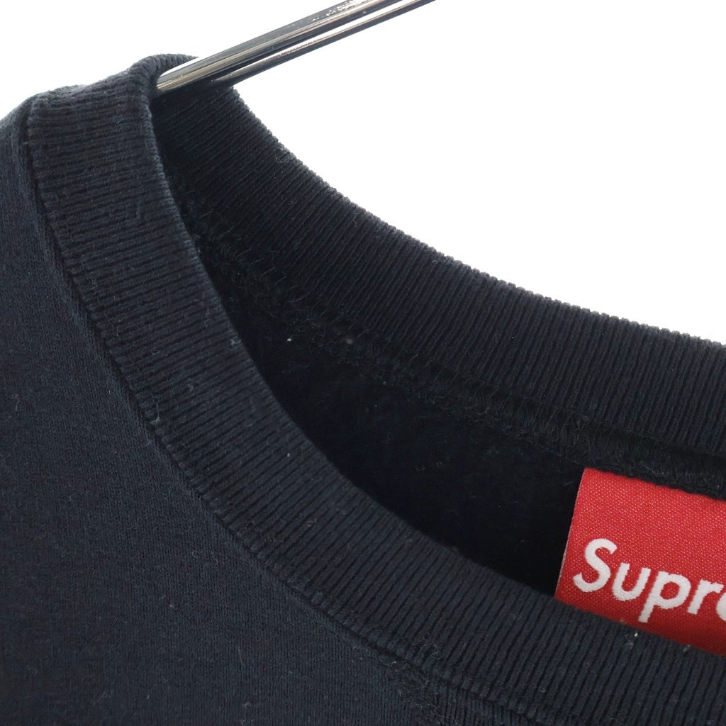 SUPREME(シュプリーム) 17AW ZigZag Stitch Panel Crewneck ジグザグステッチ ロゴ刺繍 クルーネック スウェットトレーナー ブラック