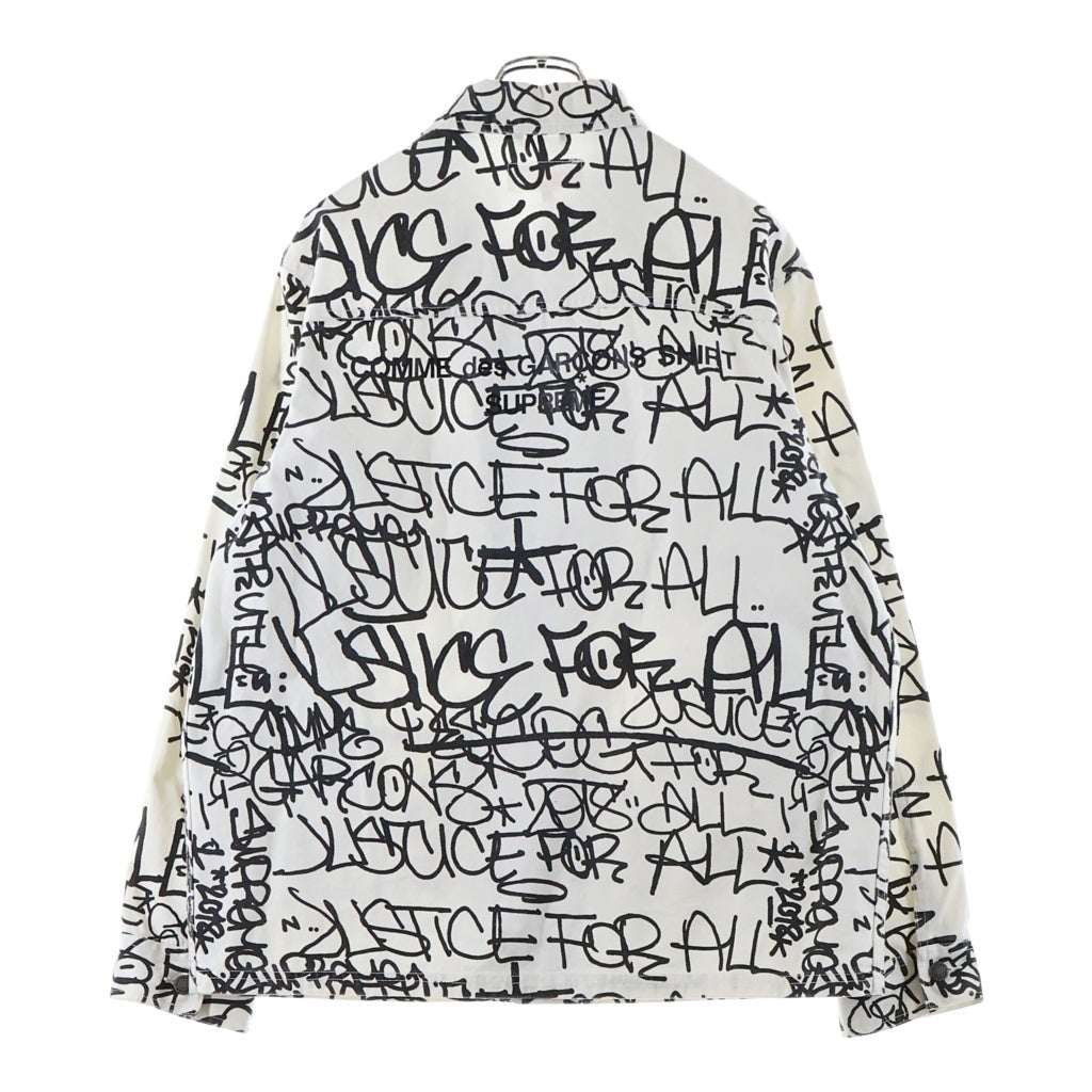 SUPREME(シュプリーム) 18AW ×COMME des GARCONS SHIRT Printed Canvas Chore Coat コムデギャルソンシャツ 総柄プリント キャンバス カバーオール デニムジャケット ホワイト
