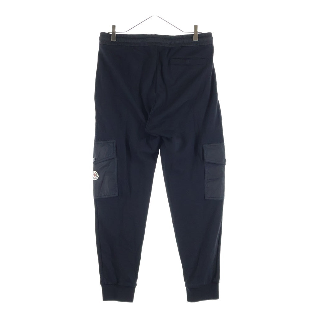 MONCLER(モンクレール) PANTARONE LUNGO K20918H00023 89A8F パンタローネ ルンゴ ロゴワッペン付き ナイロン切り替え スウェットパンツ ブラック