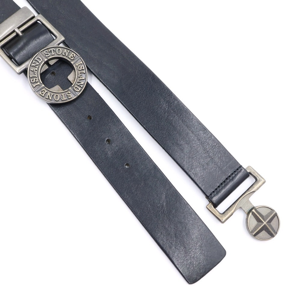 STONE ISLAND(ストーンアイランド) Compas Logo Buckle Leather Belt コンパスロゴバックル レザーベルト ブラック 551590190