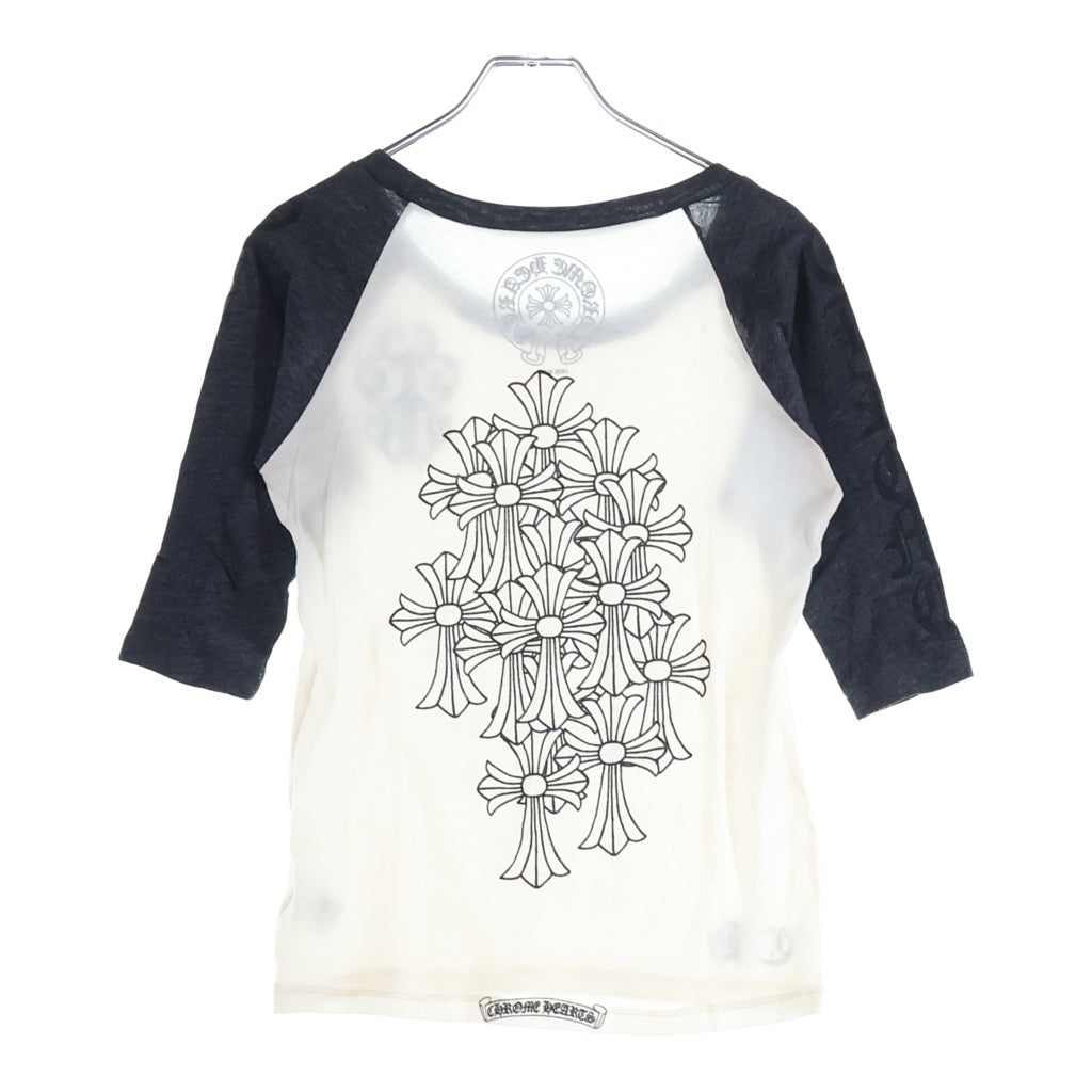 CHROME HEARTS(クロムハーツ) OLD CEMETERY CROSS VINE DAGGER RAGLAN TEE オールド セメタリークロス ヴァインダガー ラグランカットソー レディース ホワイト/ブラック
