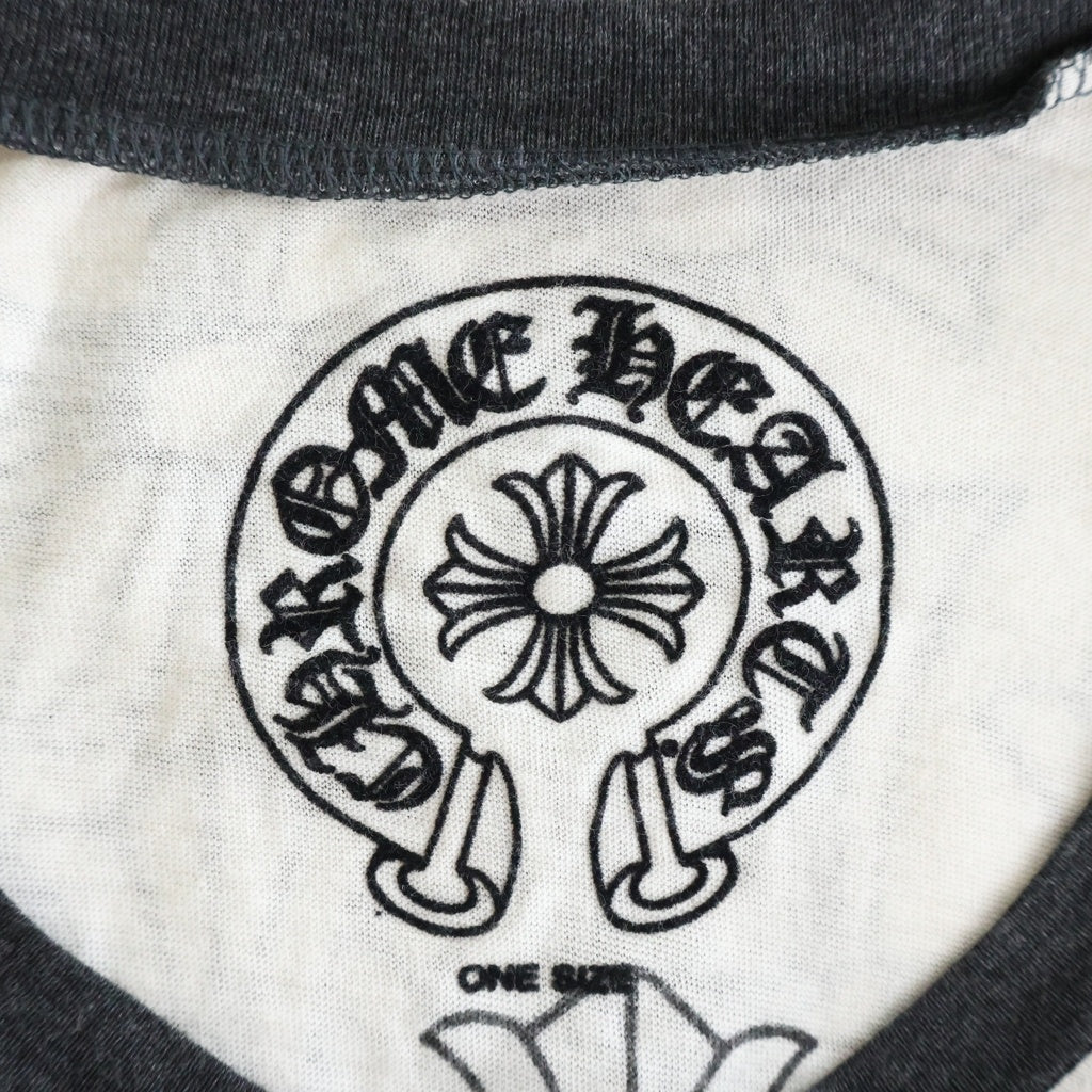 CHROME HEARTS(クロムハーツ) OLD CEMETERY CROSS VINE DAGGER RAGLAN TEE オールド セメタリークロス ヴァインダガー ラグランカットソー レディース ホワイト/ブラック