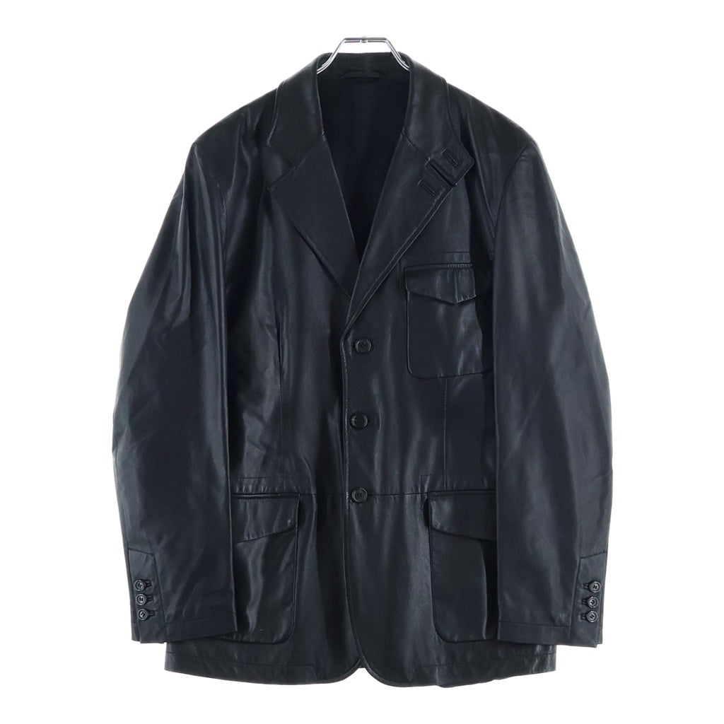dunhill(ダンヒル) ノッチドラペル 3B ラムスキン レザージャケット ブラック PGK940-US656