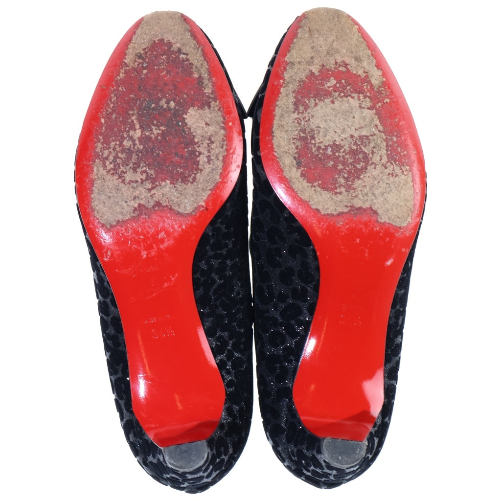 CHRISTIAN LOUBOUTIN(クリスチャンルブタン) MINIMA 45 GLITTER LEO FLOQUE/PAT レオパード グリッター ヒール パンプス サンダル ブラック レディース