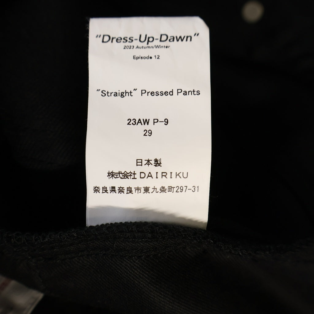 DAIRIKU(ダイリク) 23AW P-9 Straight Pressed Pants ポケットワッペン ストレート プレスドパンツ ブラック