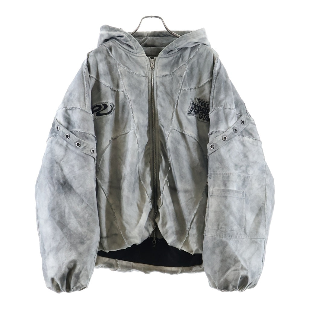 Personsoul(パーソンソール) DIRTY COTTON JACKET ブラッシング加工 フーディー オーバーサイズ 中綿ジャケット グレー HL6174