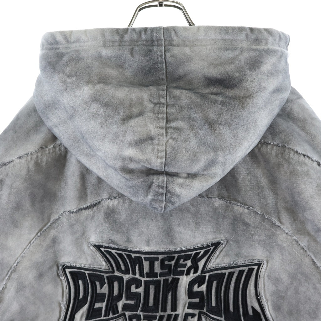 Personsoul(パーソンソール) DIRTY COTTON JACKET ブラッシング加工 フーディー オーバーサイズ 中綿ジャケット グレー HL6174