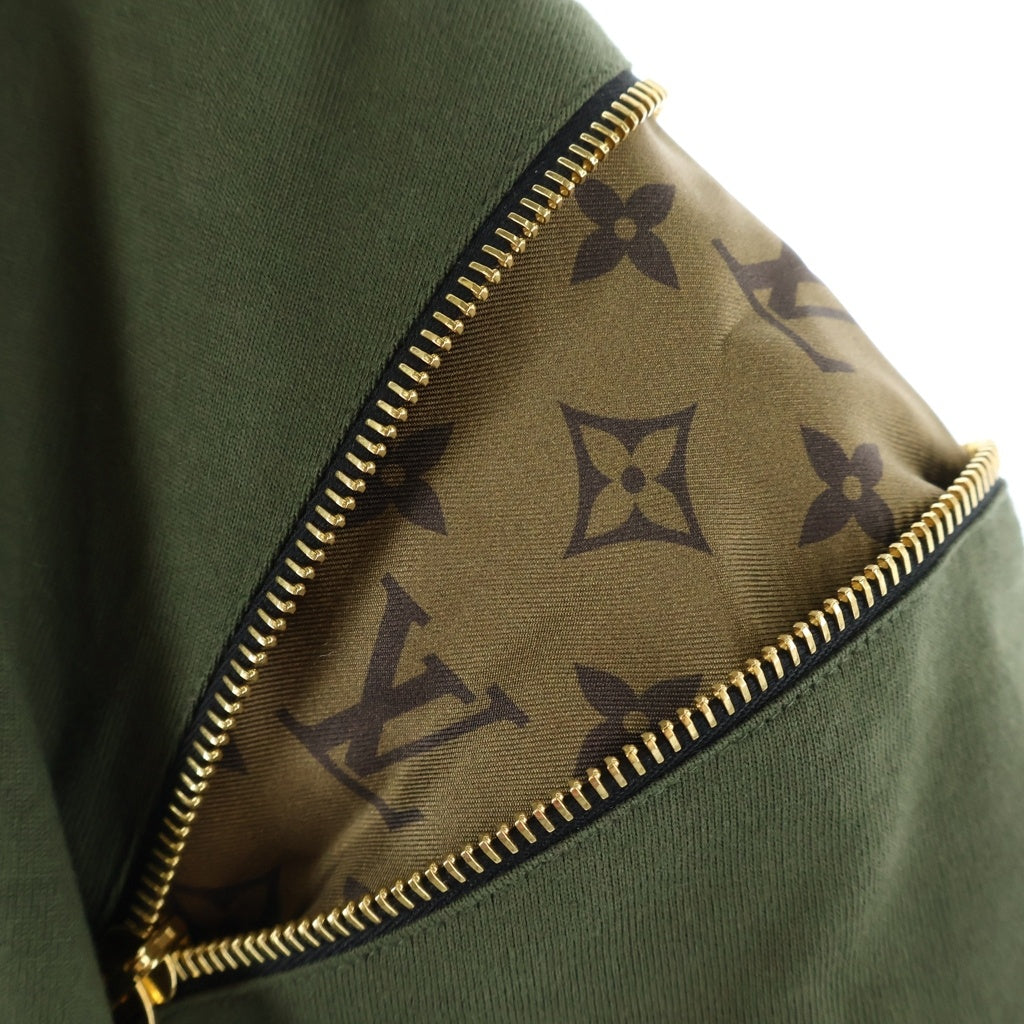LOUIS VUITTON(ルイヴィトン) モノグラム ショルダージップ クルーネック チェーン装飾 半袖Tシャツ カットソー カーキ RW232W API FPJT05