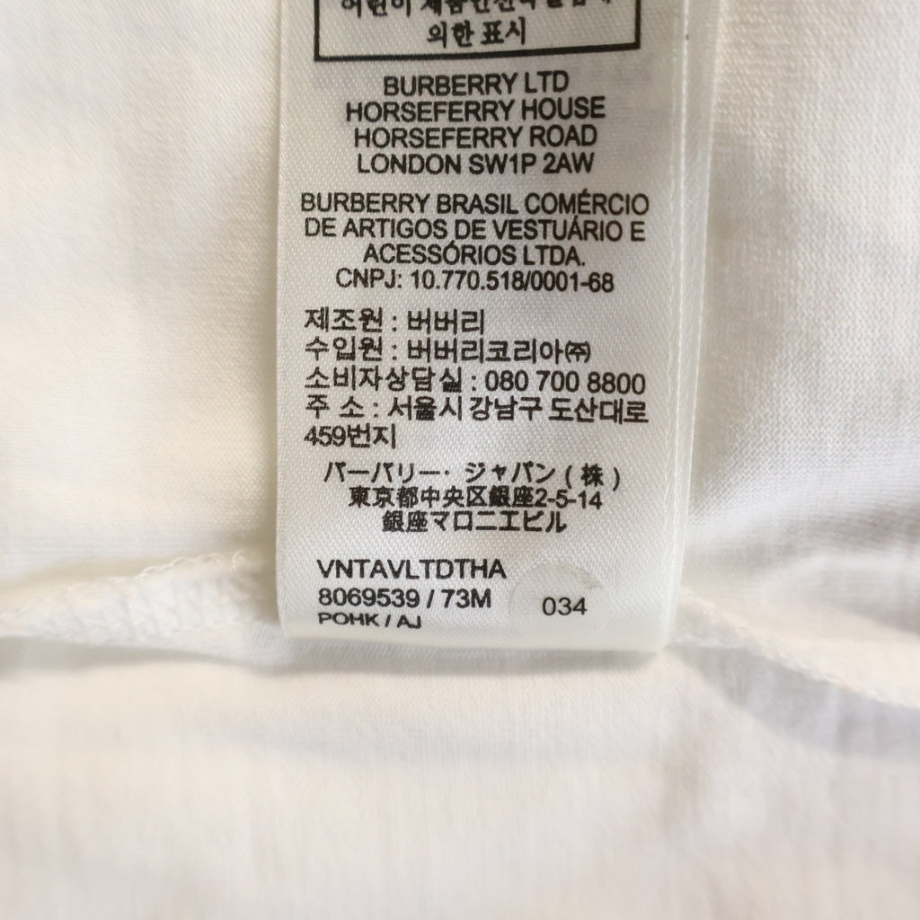 BURBERRY(バーバリー) 22SS ネックチェックロゴクルーネック半袖Tシャツカットソー ホワイト 8069539